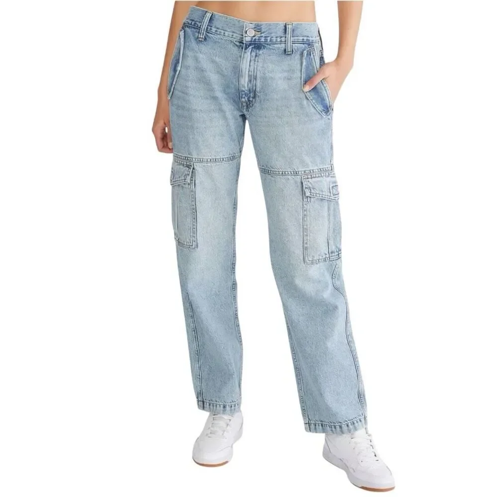 Aeropostale Women’s‎ Low-Rise Streetwear Light Wash Cargo Jeans Size Small
